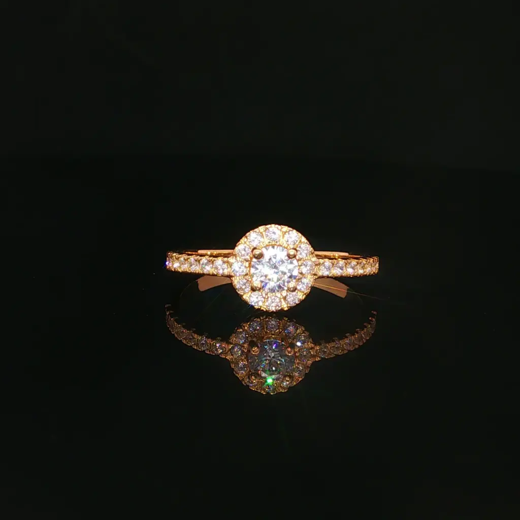ANILLO SOLITARIO HALO CASTING ORO AMARILLO