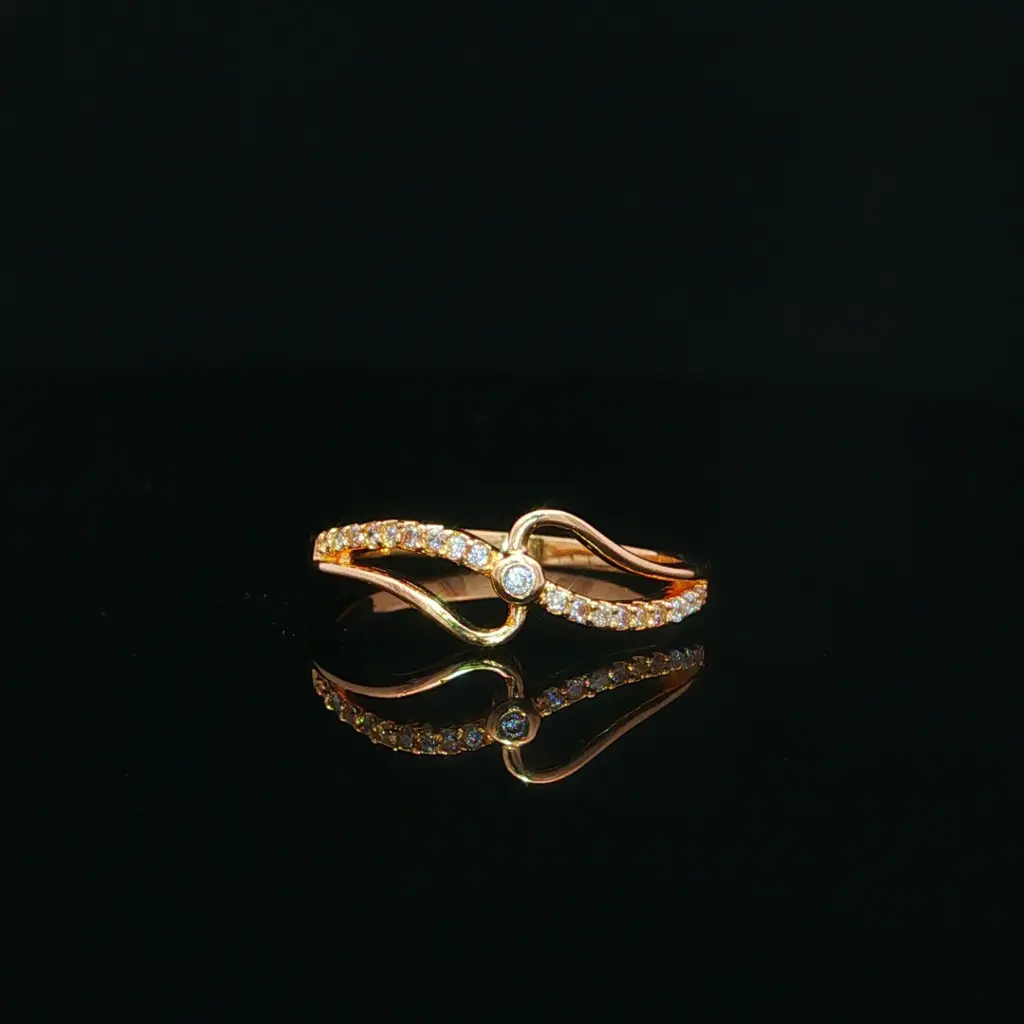 ANILLO SOLITARIO ONDAS CASTING ORO AMARILLO