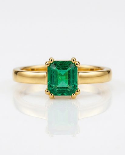 [AG413] ANILLO SOLITARIO ESMERALDA ORO AMARILLO            