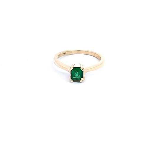 [AG438] ANILLO SOLITARIO ESMERALDA ORO AMARILLO            