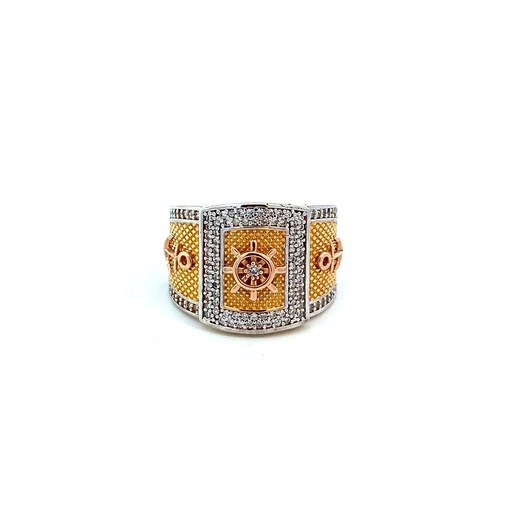 [CD934] ANILLO TIMON ANCLAS 3 OROS  