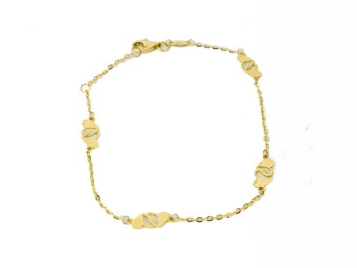 [GOLD151] PULSERA CORAZONES ORO AMARILLO               