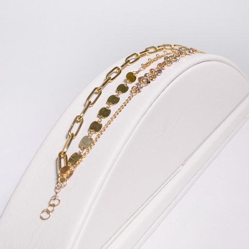 [GOLD226] PULSERA TRIPLE PAPER CLIP 3 OROS         