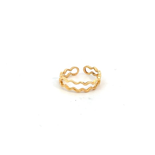 [GOLD24] ANILLO MEDIO DEDO ONDAS ORO AMARILLO         