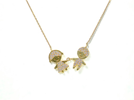[GOLD321] CADENA NIÑA Y NIÑO CASTING ORO AMARILLO      