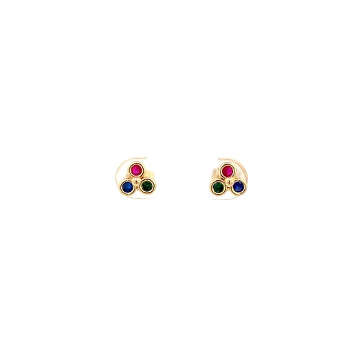 [GOLD43] TOPOS TREBOL CIRCONES ORO AMARILLO     