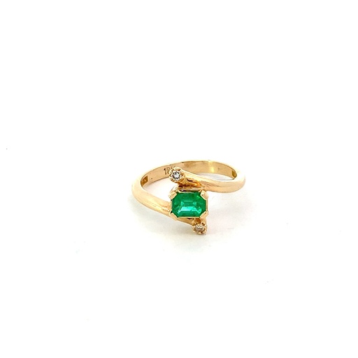 [HA060] ANILLO ESMERALDA Y DIAMANTES ORO AMARILLO         