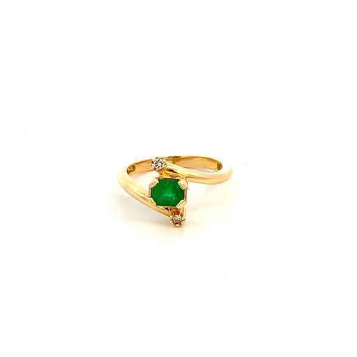 [HA061] ANILLO ESMERALDA Y DIAMANTES ORO AMARILLO         