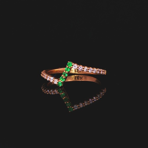 [HA099] ANILLO ORO AMARILLO DIAMANTE Y ESMERALDA         