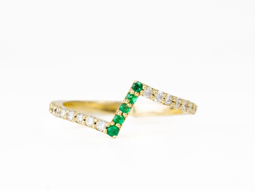 [HA099] ANILLO ORO AMARILLO DIAMANTE Y ESMERALDA         