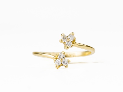 [HA130] ANILLO FLOR CON    DIAMANTE ORO AMARILLO      