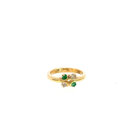 [HA133] ANILLO CON DIAMANTE Y ESMERALDA ORO AMARILLO   