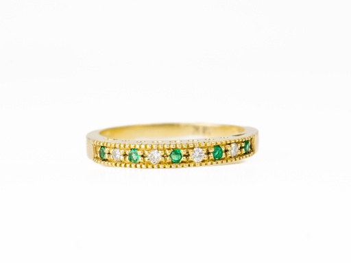 [HA141] ANILLO CON DIAMANTE Y ESMERALDA ORO AMARILLO      