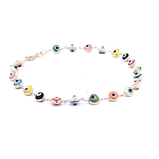 [IJ243] [IJ243] PULSERA OJO TURCO COLORES ORO AMARILLO         