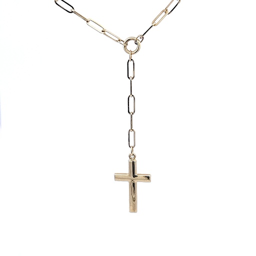 [IJ253] CADENA PAPER CLIP CRUZ ORO AMARILLO    