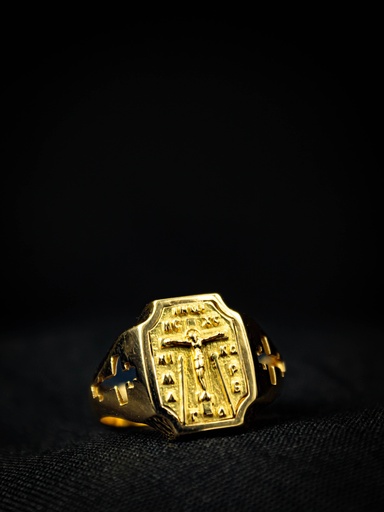 [JS080] ANILLO CRISTO ORO AMARILLO               