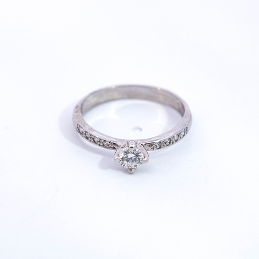 [MF050] ANILLO SOLITARIO DIAMANTES ORO BLANCO            