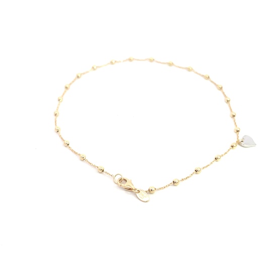 [SGA127] TOBILLERA BOLAS CORAZON DOS OROS     