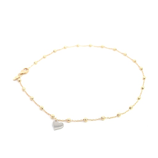 [SGA253] TOBILLERA CORAZON  DOS OROS     