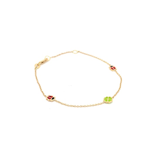 [SGA332] PULSERA MARIQUITA TREBOL ORO AMARILLO            
