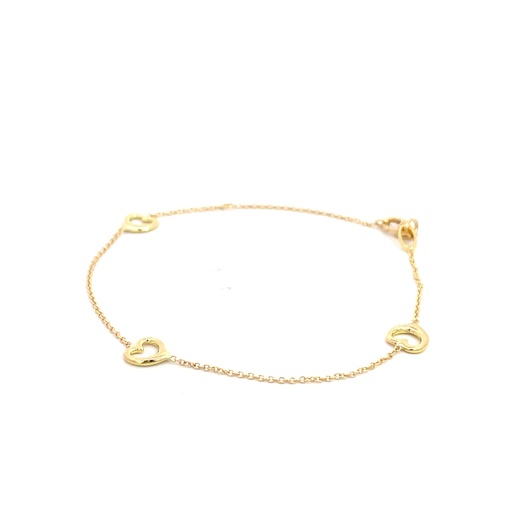 [SGA393] PULSERA CORAZONES ORO AMARILLO               