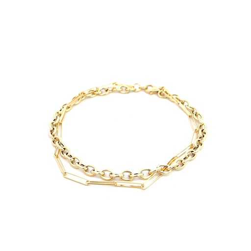 [SGA399] PULSERA DOBLE PAPER CLIP ROLON ORO AMARILLO      