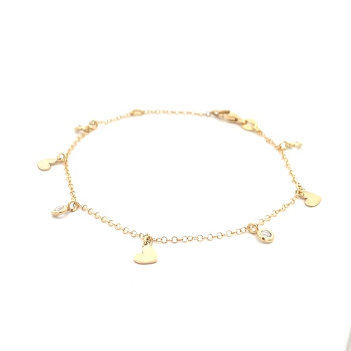 [SGA402] PULSERA CORAZONES ORO AMARILLO               