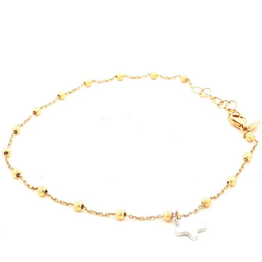 [SGA466] PULSERA DOS OROS ESTRELLA BOLAS 
