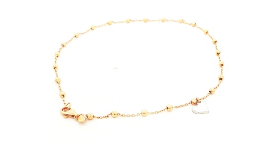 [SGA469] TOBILLERA DOS OROS CORAZON BOLAS