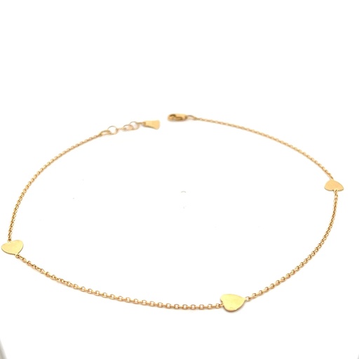[221090] TOBILLERA TRIO CORAZON ORO AMARILLO