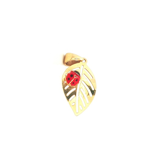 [231064] DIJE HOJA Y MARIQUITA ORO AMARILLO