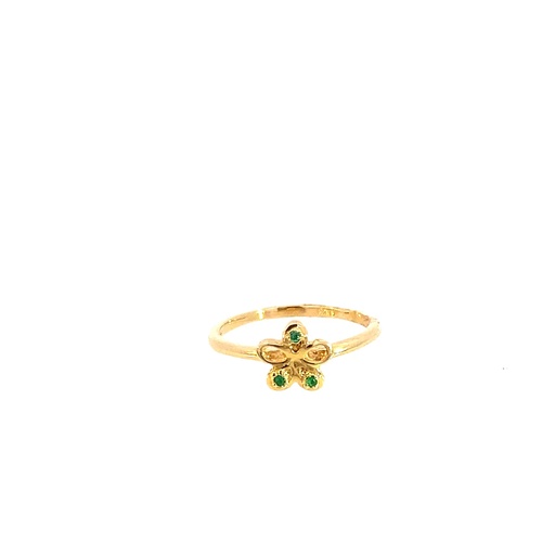 [HA331] [HA331] ANILLO FLOR ESMERALDAS ORO AMARILLO