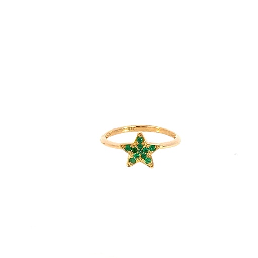 [HA332] [HA332] ANILLO ESTRELLA ESMERALDAS ORO AMARILLO
