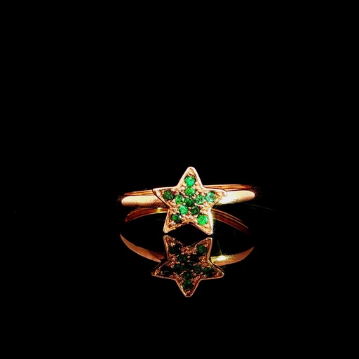 [HA368] ANILLO ESTRELLA ESMERALDAS ORO AMARILLO