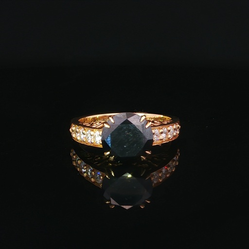[HA370] [HA370] ANILLO SOLITARIO DIAMANTE NEGRO Y DIAMANTES ORO AMARILLO