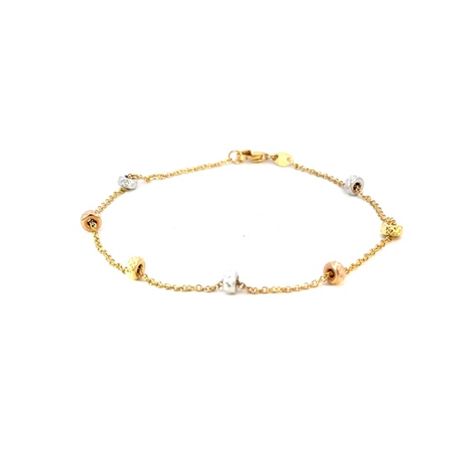 [238985] PULSERA RUEDAS DIAMANTADAS TRES OROS 