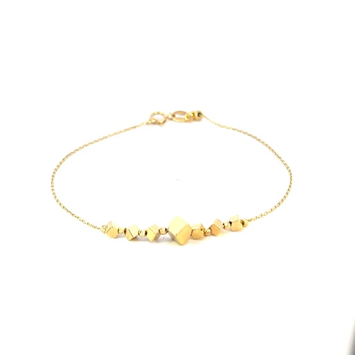 [280048] PULSERA CUBOS Y BOLAS DIAMANTADAS ORO AMARILLO GRADUABLE