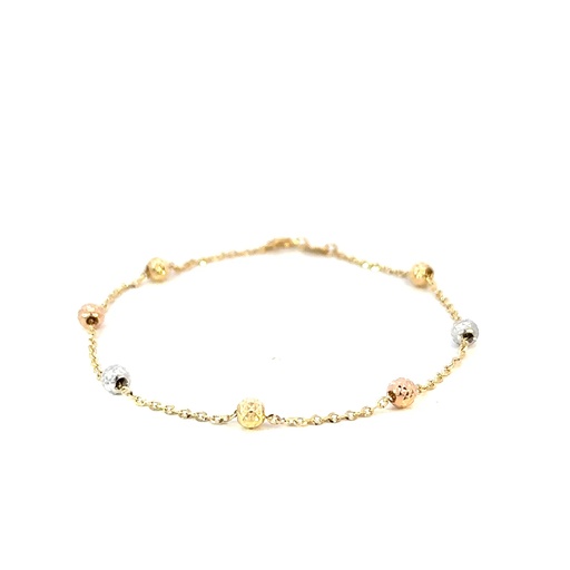 [168787] PULSERA BOLAS DIAMANTADAS TRES OROS 