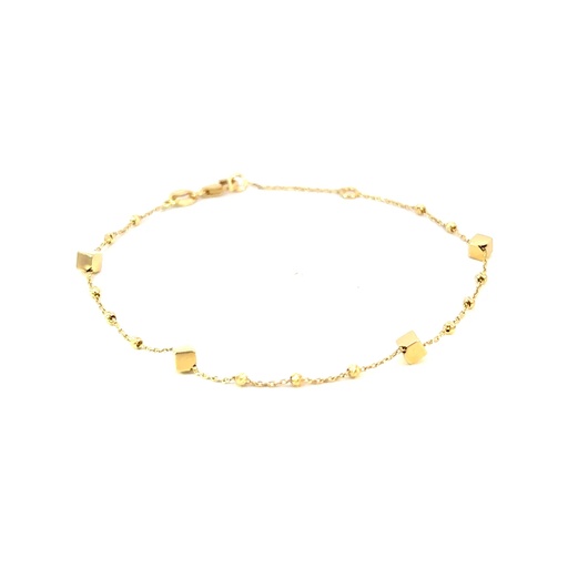 [252933] PULSERA CUBOS Y BOLAS DIAMANTADAS ORO AMARILLO