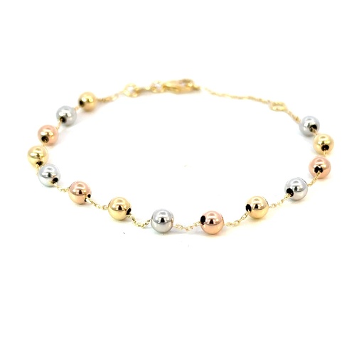 [234574] PULSERA BOLAS TRES OROS 