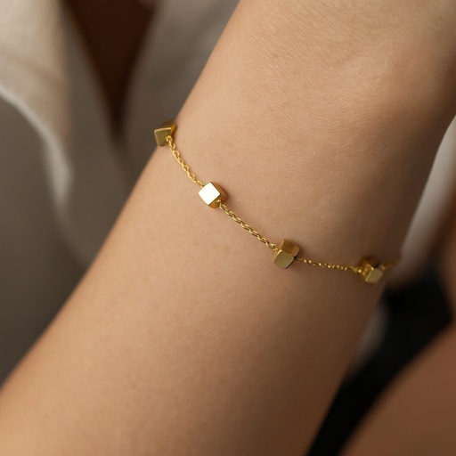 [220441] PULSERA CUBOS ORO AMARILLO