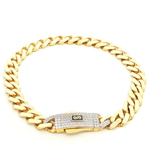 [ALP12] PULSERA MONACO CHAIN CLASICA BROCHE CASTING ORO AMARILLO