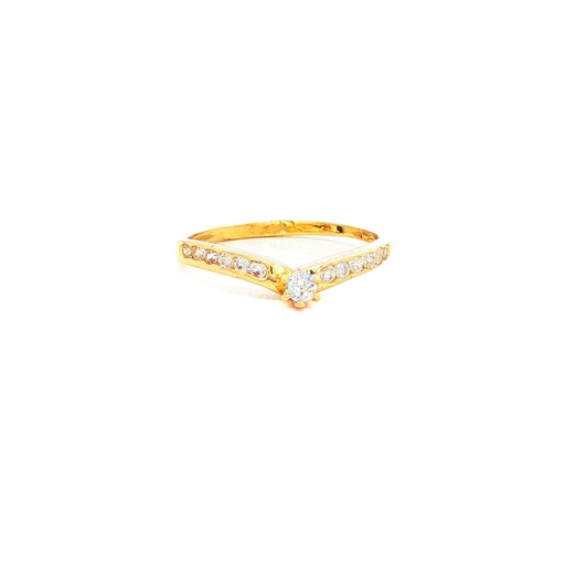 [CM509] ANILLO SOLITARIO SEMI V CASTING ORO AMARILLO