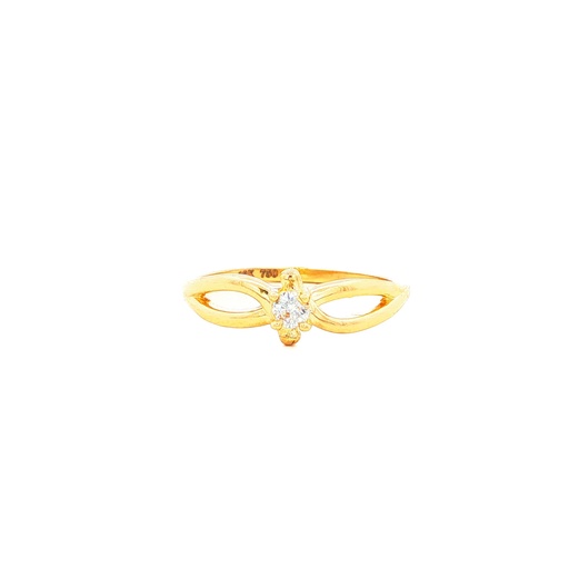[CM542] ANILLO SOLITARIO ONDAS ORO AMARILLO