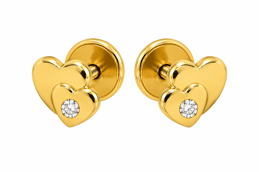 [JS134] TOPOS DOBLE CORAZON ORO AMARILLO