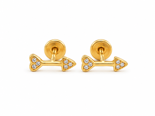 [JS161] TOPOS FLECHA CIRCONES ORO AMARILLO