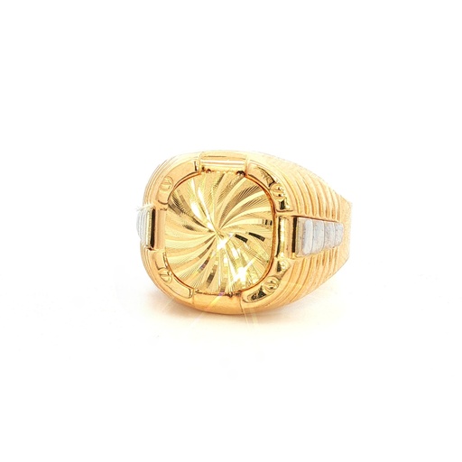 [GOLD440] ANILLO CABALLERO ESPIRAL DIAMANTADO 2 OROS 