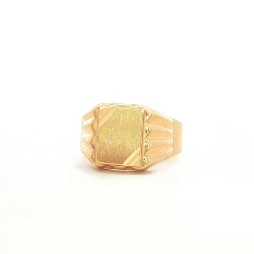 [GOLD444] ANILLO CABALLERO DIAMANTADO EN 2 BORDES ORO AMARILLO