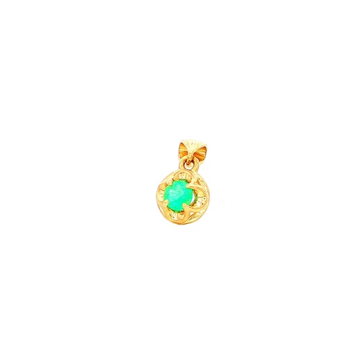 [HA388] DIJE FLOR ESMERALDA ORO AMARILLO