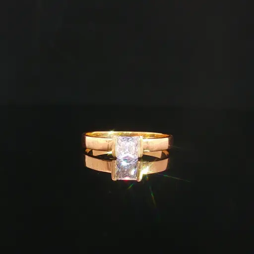 [CM588] ANILLO SOLITARIO CUADRADO ORO AMARILLO